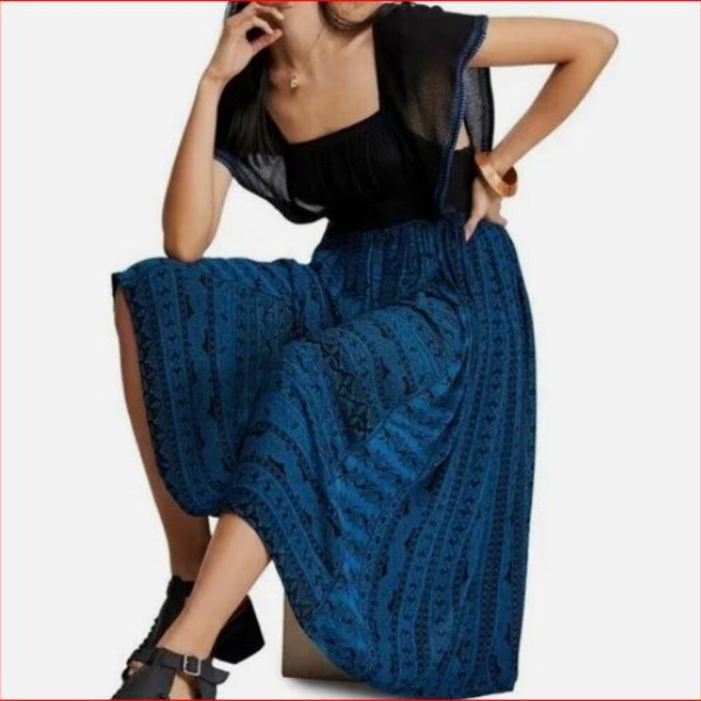 Women’s Blue Patterned Maxi Dress
